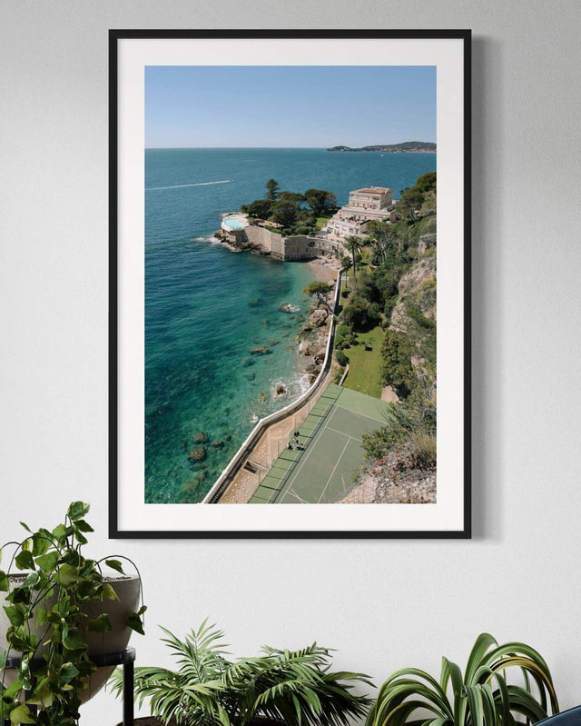 Stunning view of Hôtel Cap-Estel, featured in the Cap Estel Print, overlooking the Mediterranean Sea.