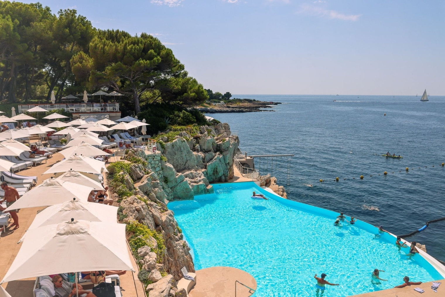 Eden Roc Print showcasing the beautiful poolside at the Hotel du Cap Eden Roc with stunning views of the Cote d'Azur.
