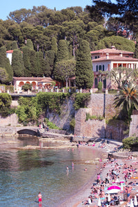 Paloma Beach view featuring a serene shore and lush landscapes in Cap Ferrat Print.